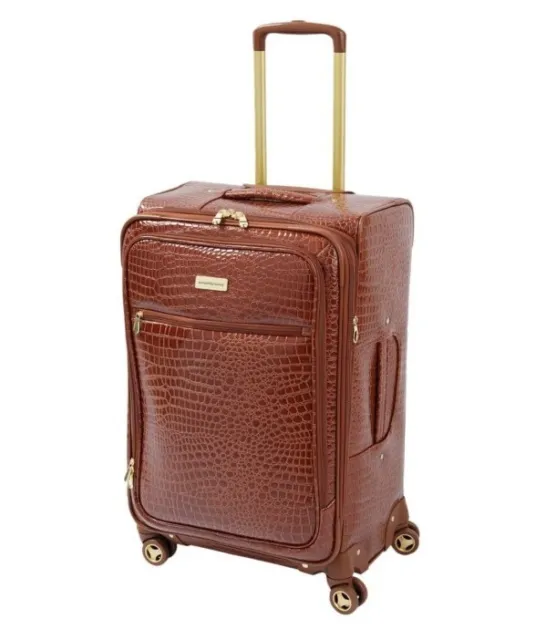 Samantha Brown 26" Spinner luggage Durable Croco-Embossed PVC-Chestnut -NWT
