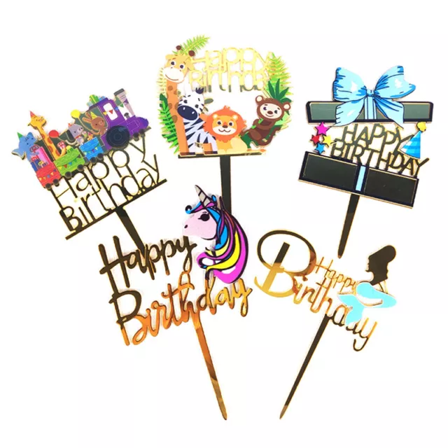 Animales Feliz Cupcake Topper Color Jirafa Acrílico Cupcake Topper@