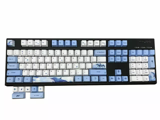 PBT Blue Whale Keycaps OEM profile 111 Keys 6.25X Space For Cherry MX Keyboard