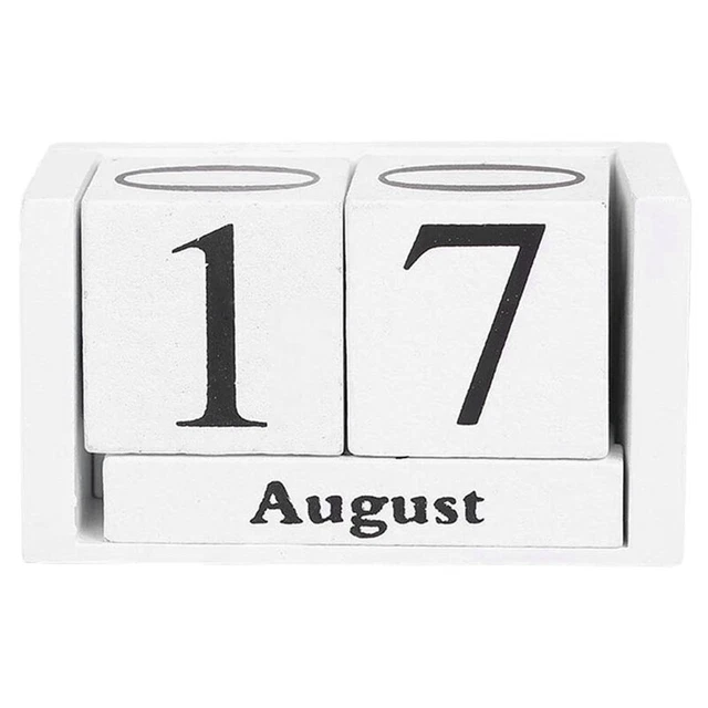 Calendario Perpetuo nel Legno Vintage Calendario da Tavolo con Blocchi Shab2721