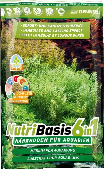 Sustrato de suelo de planta de acuario Dennerle NutriBasis 6 en 1 de alta calidad 2,4 kg