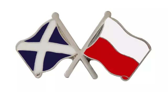 Poland Federal Flag & Scotland Flag Friendship Courtesy Pin Badge