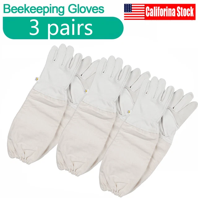 3 Pairs Beekeeping Gloves Bee Keeping Gloves Goatskin Protective Equipment XL