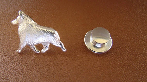 Small Sterling Silver Schipperke Angel Lapel Pin