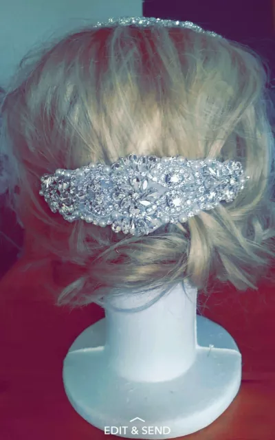 silver rhinestone bridal headpiece / fascinator