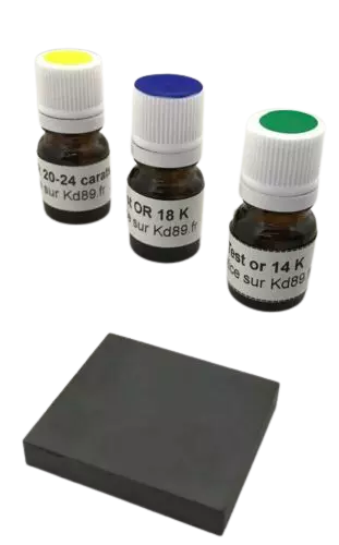Kit 6 test testeur réactif or 9 14 18 et 24K argent platine acide