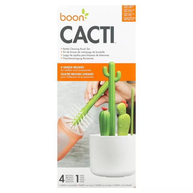 Cacti, Bottle Cleaning Brush Set, 4 Brushes & 1 Vase