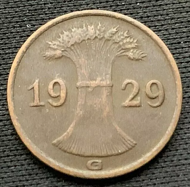1929 Germany 1 Pfennig Coin XF +  G MINT   1.9 Million Minted   #M22