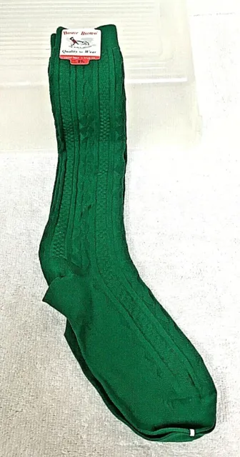 Vintage NOS Buster Brown Nylon Bright Kelly Green Knee High Socks Size 71/2-9