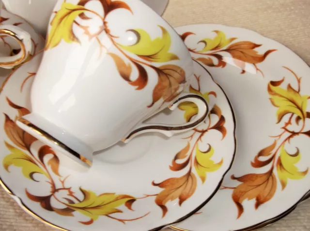 2 X Elegant Gilded Trios & Extra Saucer Plus 2 Side Plates Sutherland China 9Pcs 3