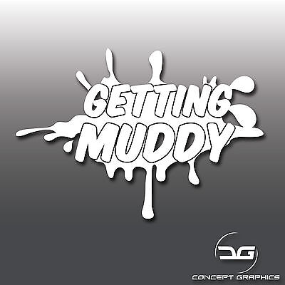 Getting Muddy 4x4 Off Road Rally Novelty AWD Jeep Car Vinyl Decal Sticker