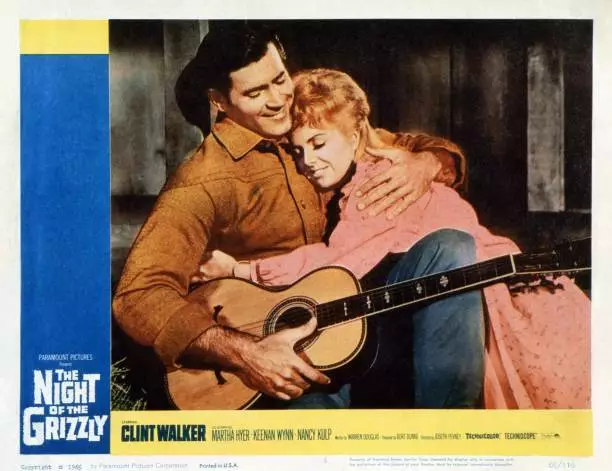 The Night Of The Grizzly Us Lobby Card Clint Walker OLD MOVIE PHOTO