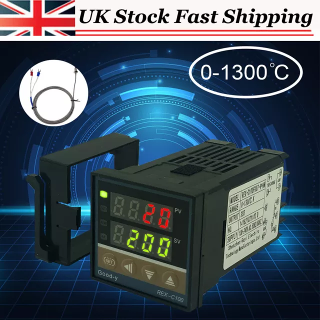 Digital LCD PID REX-C100 Temperature Controller Set +K Thermocouple +Max.40A SSR