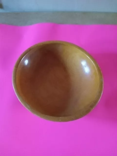 Primitive Munising Turned Wood  11" DOUGH BOWL Folk Art Painted  Flowers