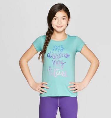 Girls' My Dreams My Future Graphic Tech T-Shirt - C9 Champion - XS - Teal - NWT