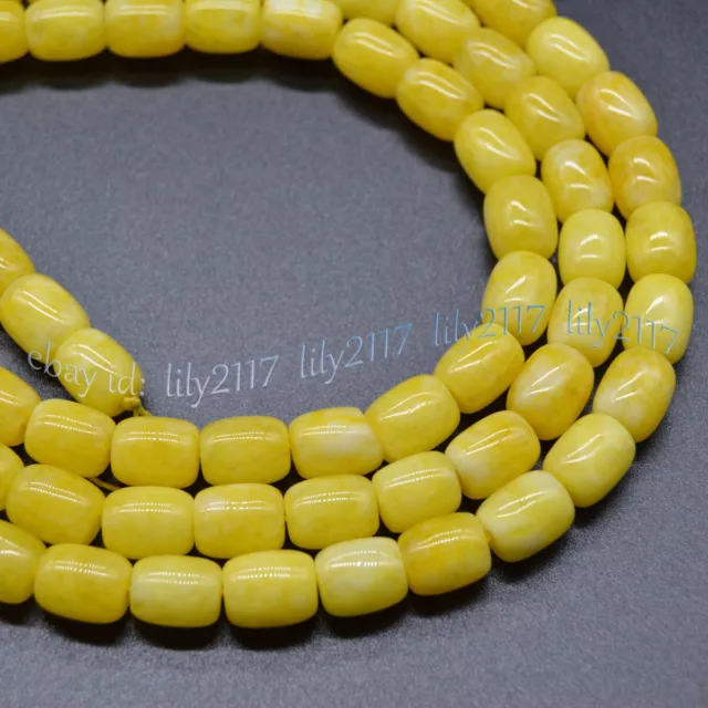 9x11mm Natural Yellow Topaz Gemstone Drum Barrel Cylinder Loose Beads 15''Strand