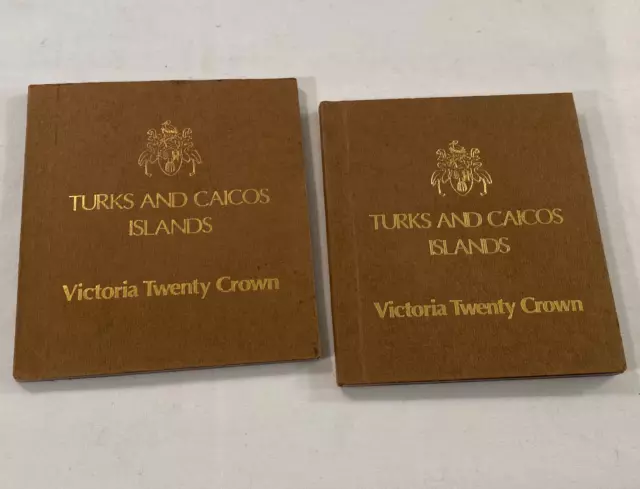 1976 Turks & Caicos Islands Twenty Crown Queen Victoria Silver Coin + COA