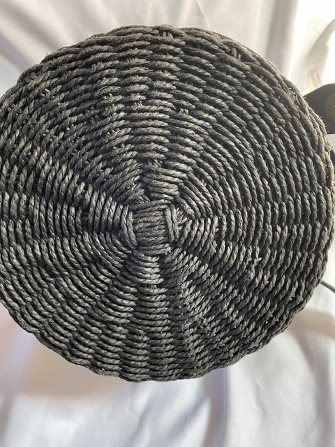 WORLD MARKET BLACK Straw WICKER Rattan Round Crossbody Shoulder Bag Purse