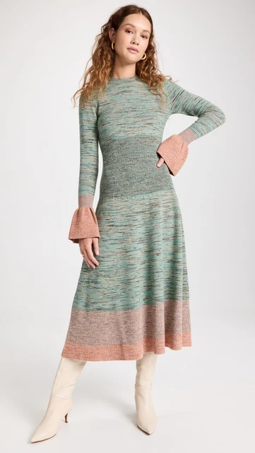 ULLA JOHNSON NWT $695 Nathalie Mélange Knit Midi Sweater Dress in Twilight M ULLA JOHNSON NWT $695 Nathalie Mélange Knit Midi Sweater Dress in Twilight M