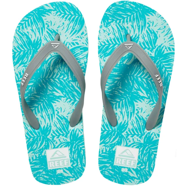 Reef Unisex Childrens Switchfoot Print Beach Sandals Thongs Flip Flops  -  Aqua