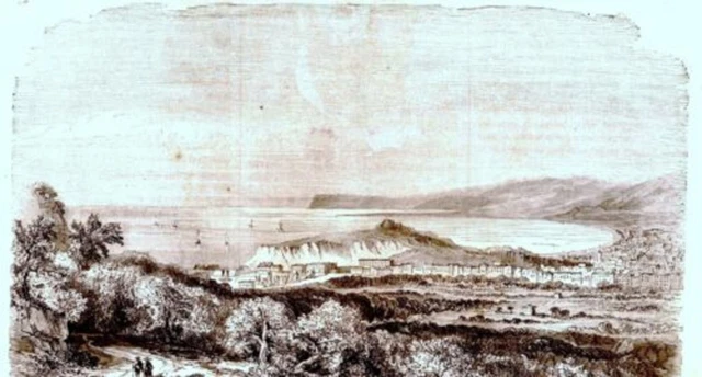 GRAVURE SUR BOIS 19ème VUE DE NICE
