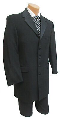 Long Men's Black Tuxedo Jacket Frock Coat Formal Victorian Cosplay Gothic 36L