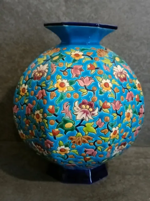 Grand Vase Boule en émaux de Longwy Art Déco ancien