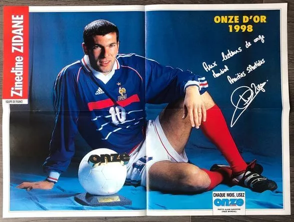 POSTER DOUBLE ONZE MONDIAL ZINEDINE ZIDANE #10 FRANCE Juventus 1998 ONZE D'OR