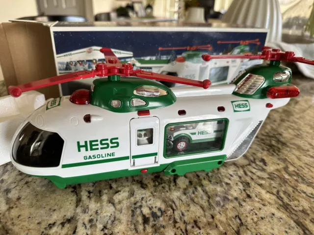 2001 Hess Truck, Helicopter With Motorcycle And Cruiser New In Box