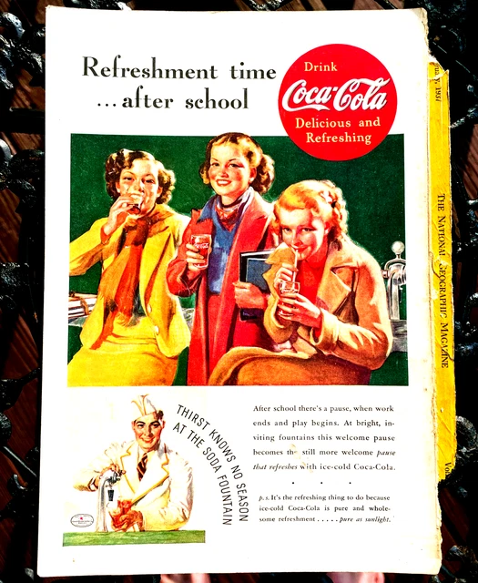 1938 COCA COLA Soda Pop Vintage Magazine Back Page AD Advertising Coke