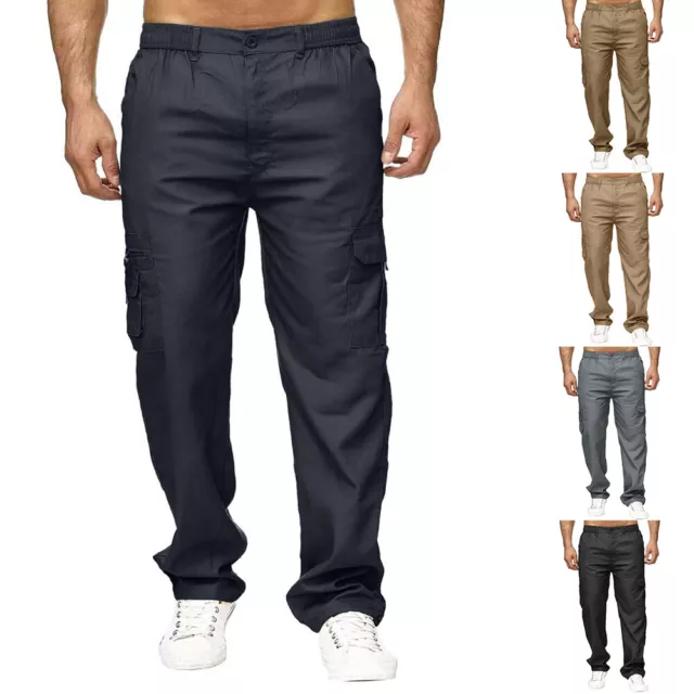 New Mens Elasticated Cargo Combat Work Casual lightweight Trousers Pants Bottoms