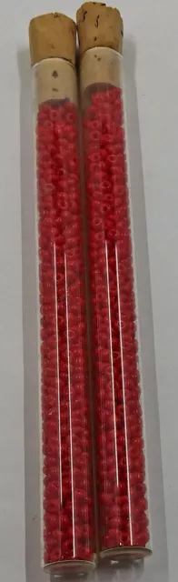 1920s Vintage French Glass Opaque Dark Red Seed Beads NOS One Glass Tube 11/0