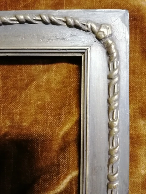 France 1930 - Cadre ancien patiné en gris et blanc - Shabby
