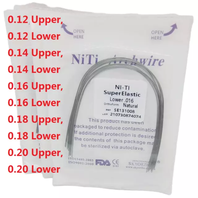 20 Packs Dental Arch Wires Orthodontic Super Elastic NITI Round Natural Form