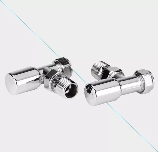 Milano Chrome Towel Rail Angled Valves 15mm x 1/2" BSP Radiator Valves LP