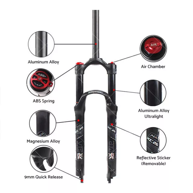 26/27.5/29" Suspension Air Fork 1-1/8" MTB Bike Travel 120mm Disc Brake QR