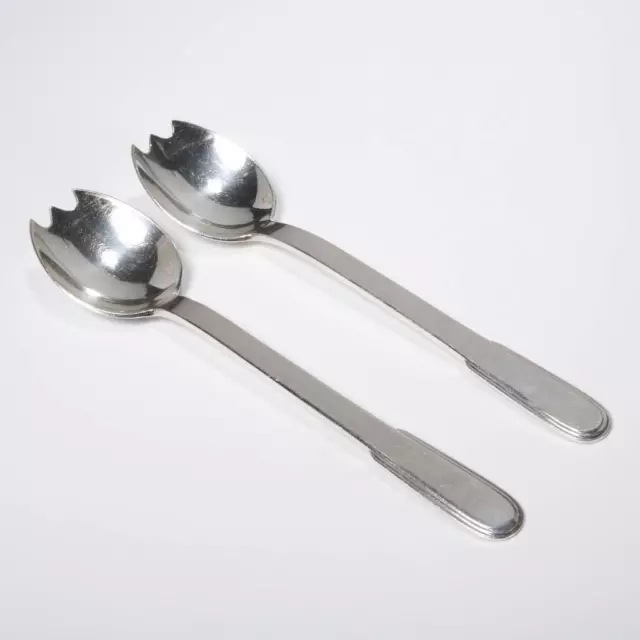 Christofle Laos Luc Lanel Art Deco Silverplate Serving Spoon Spork 2pc Pair