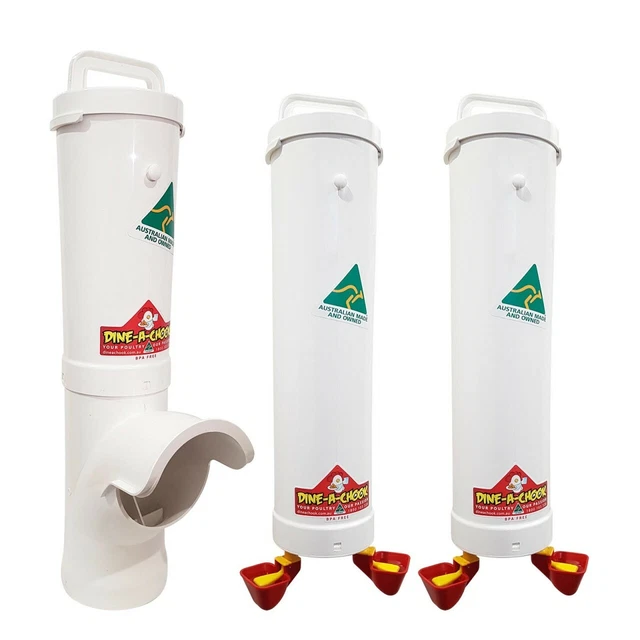 DINE-A-CHOOK Chicken Feeder & Drinker Combo / Chook Waterer 8 Litres / Poultry