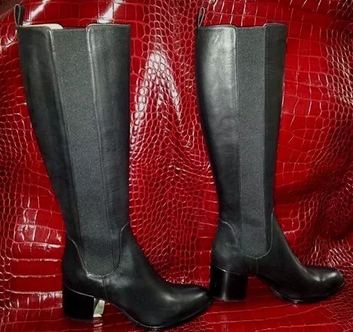 Stivali donna Alti Ginocchio Neri Woman Boots Pelle Tacco MADE IN ITALY Stiefel