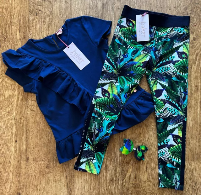 BNWT Ted Baker 5-6 years top leggings outfit floral set New designer navy bow