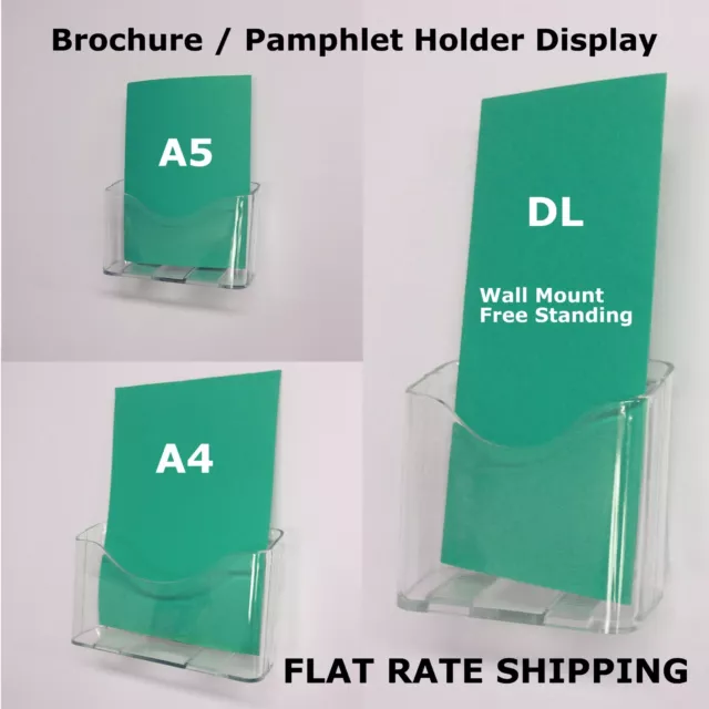 DL A5 A4 Wall Mount Table Top Brochure / Pamphlet Holder Display Free Standing