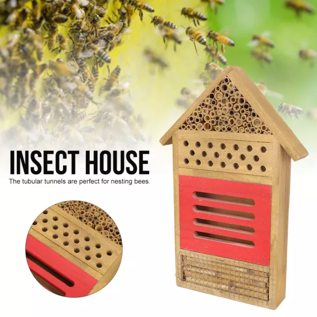 Large Insect Bee House Bug Wooden Hotel Natural Wood Shelter Garden Nest Box