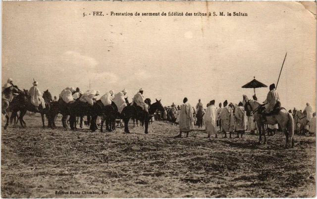 CPA AK MAROC FEZ - Prestation de serment de fidelite des tribus a S.M. (93044)