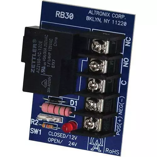 Altronix RB30 Relay Module 12/24VDC SPDT Contacts at 30A/28VDC, 120VAC or 277VAC