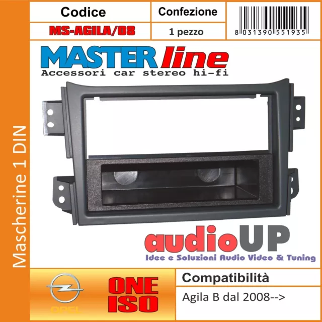 Mascherina Autoradio 1 Din Opel Agila B 2008--> Adattatore Un Din - Masterline