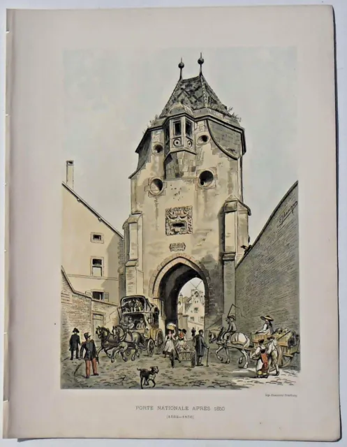 Gravure Strasbourg, Porte Nationale Après 1850 (1534-1870) E.Schweitzer 1895