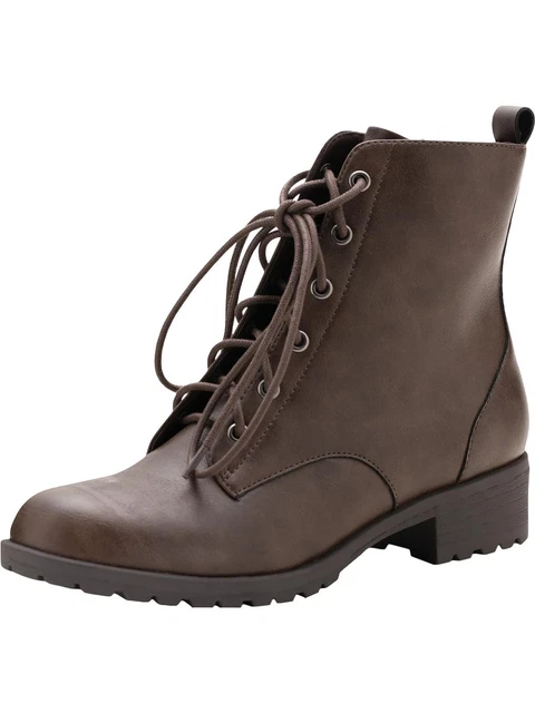 American Rag Women's Round Toe Block Heel Lace up Booties Brown Size 7 M