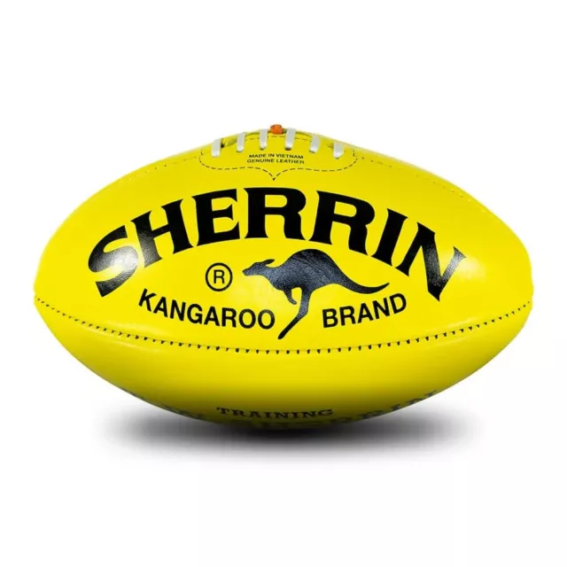 AFL Kangaroo Brand Sherrin KB Poly Yellow Leather Training Football size 5 BNWT