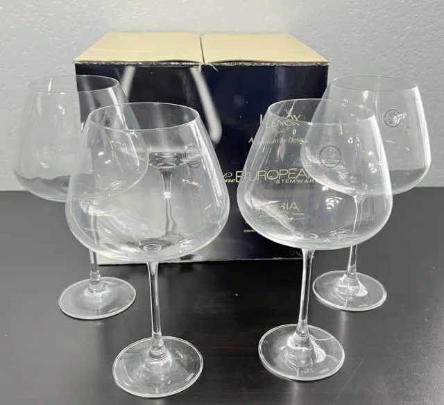Lenox Umbria Burgundy Wine Glasses set of 4 Dishwasher safe Break Resistant 28oz