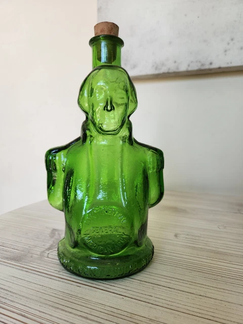 Vtg WHEATON, NJ GENERAL WASHINGTON CONTINENTAL AMERICAN ARMY Green Glass Bottle